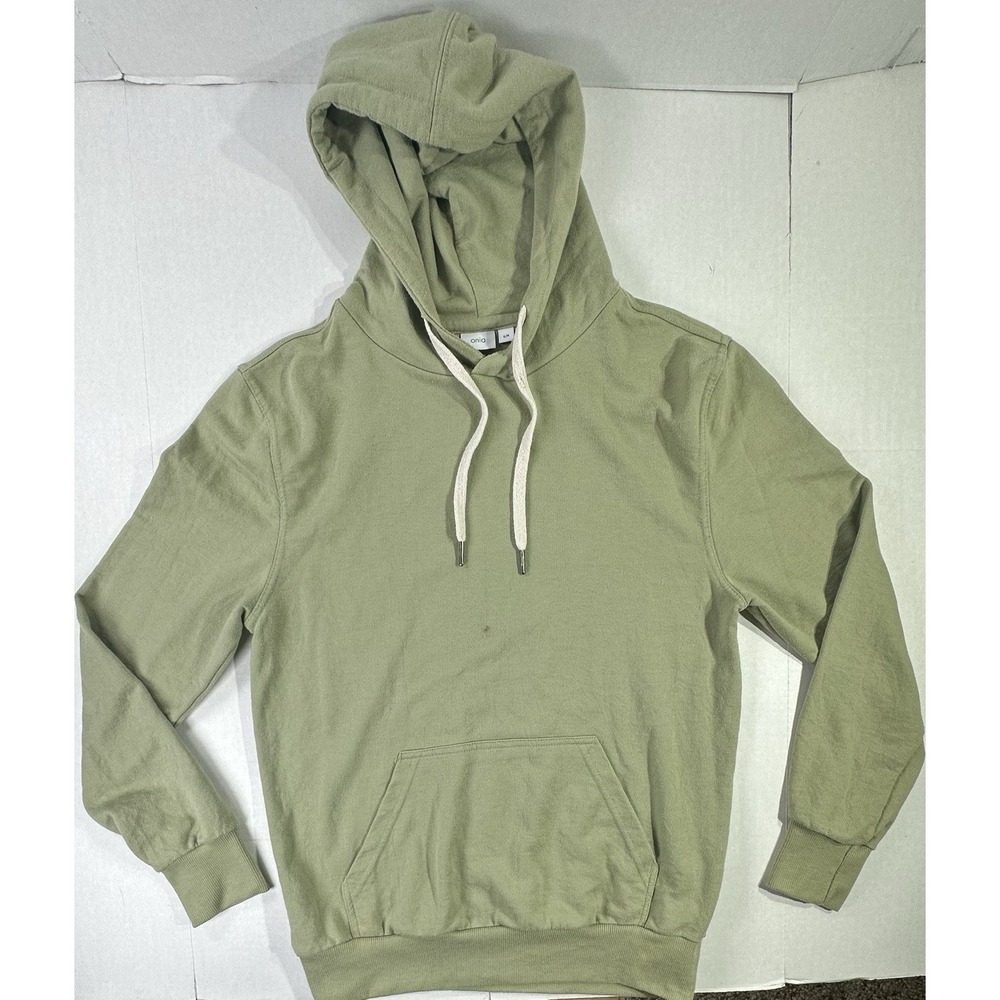 Onia Men's Green Pullover Hoodie Size Small Cotton Fleece Kangaroo Pocket